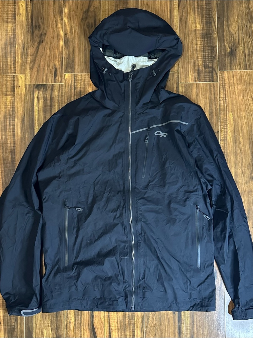 Outdoor Research Interstellar Black Hooded Rain Jacket